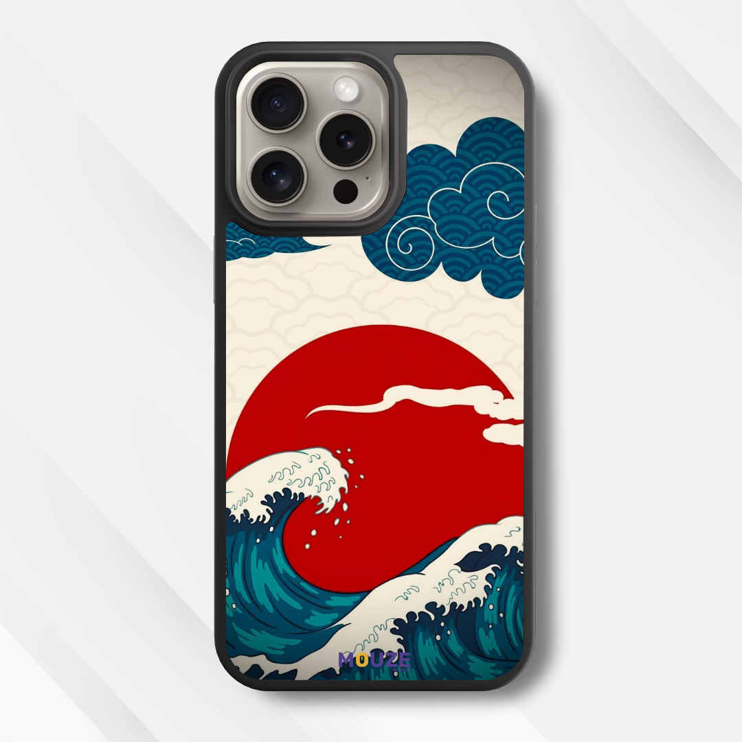 Japanese Wave Sunset Glass Case