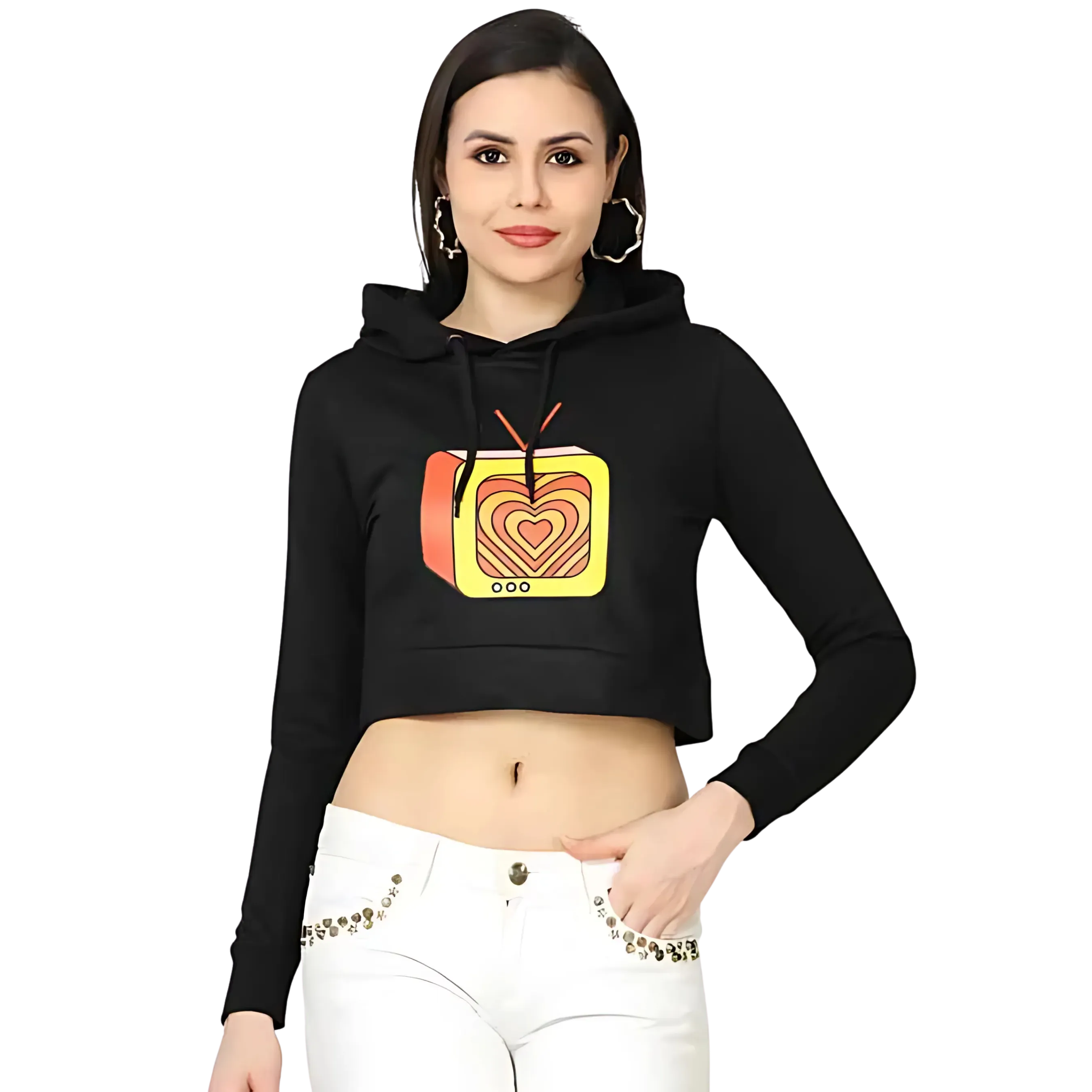 Customise Women's Pure Cotton Cropped Hoodie